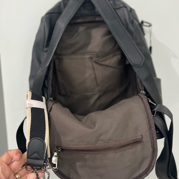 Black Backpack Purse for Women, PU Leather Anti Theft Travel with Tassel - Picture 3 of 11